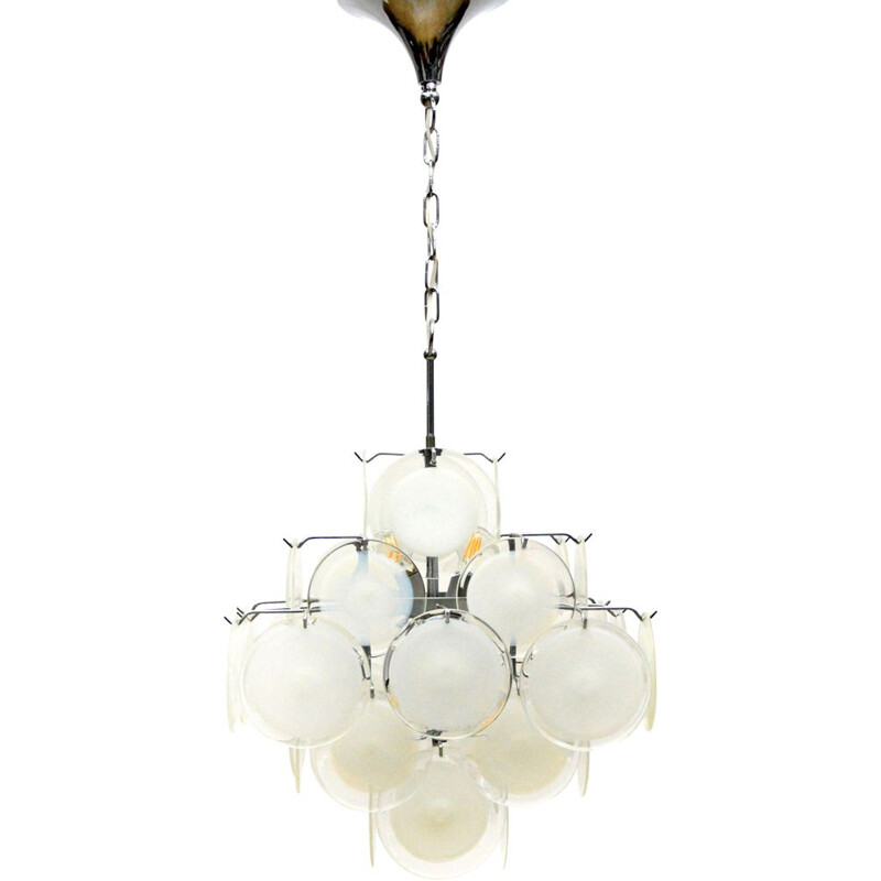 Vintage Murano glass disc chandelier Gino Vistosi Italy 1960s