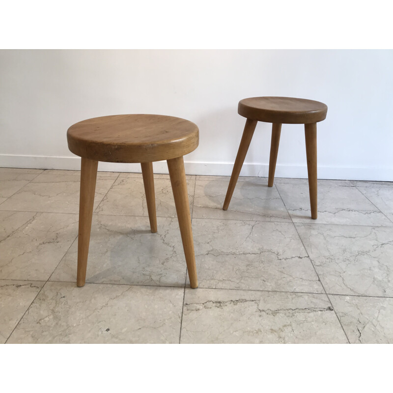 Set of 3 vintage stools circa by Charlotte Perriand 1950s