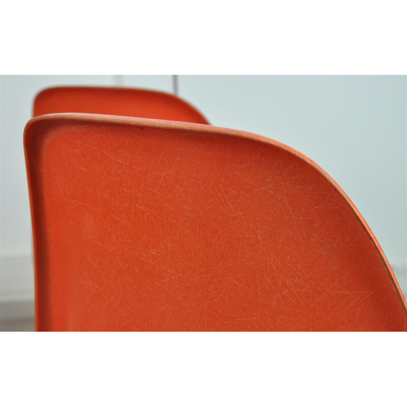 Set of 4 Vitra "DSX" chairs in orange fiberglass, Charles & Ray EAMES - 1970s