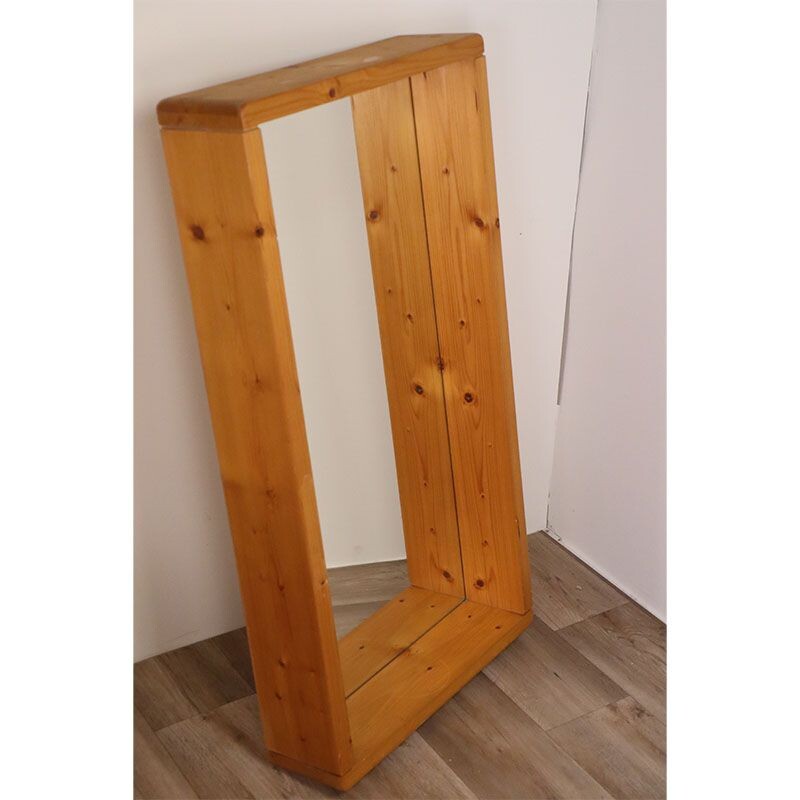 Miroir vintage en pin pour les Arcs 1960