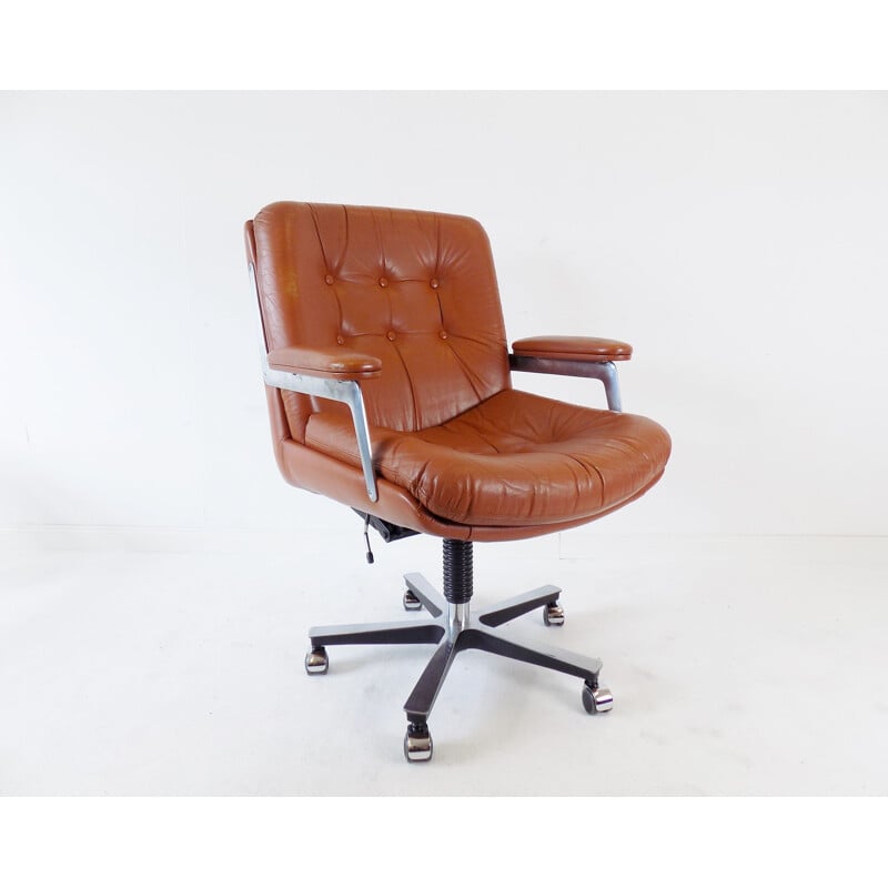 Vintage leather office chair by Ring Mekanikk 1960s