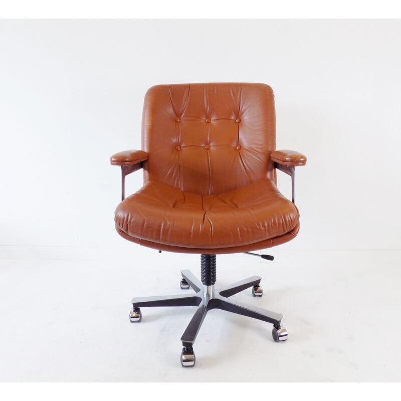 Vintage leather office chair by Ring Mekanikk 1960s