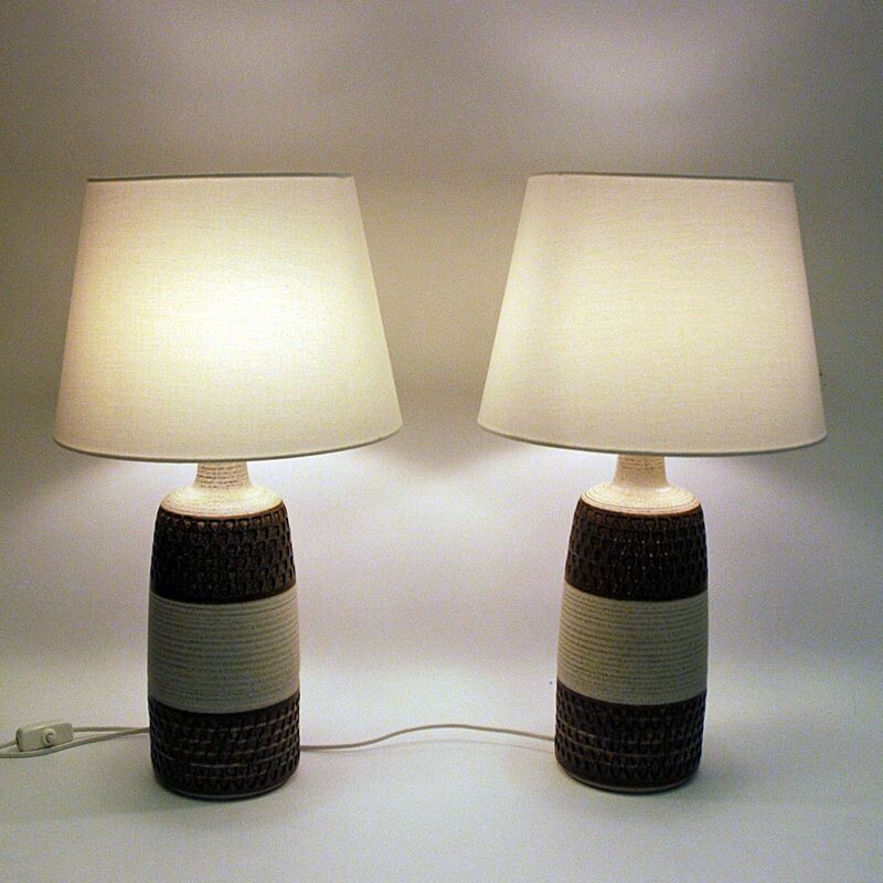 Pair of vintage stoneware table lamps by Søholm Keramik Bornholm 1960s