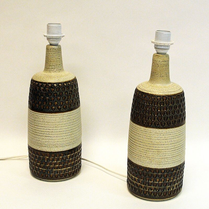 Pair of vintage stoneware table lamps by Søholm Keramik Bornholm 1960s