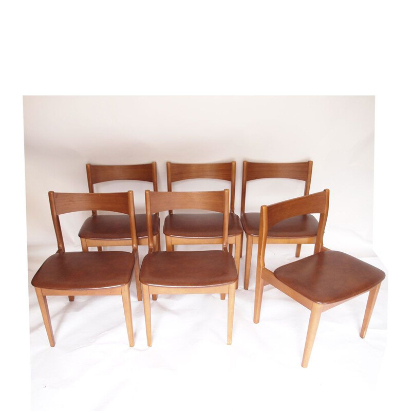 Set of 6 Scandinavian vintage chairs Camel