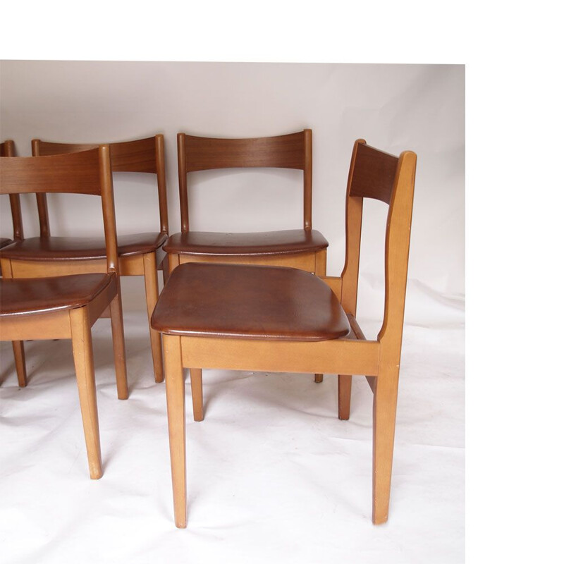 Ensemble de 6 chaises vintage scandinave Camel