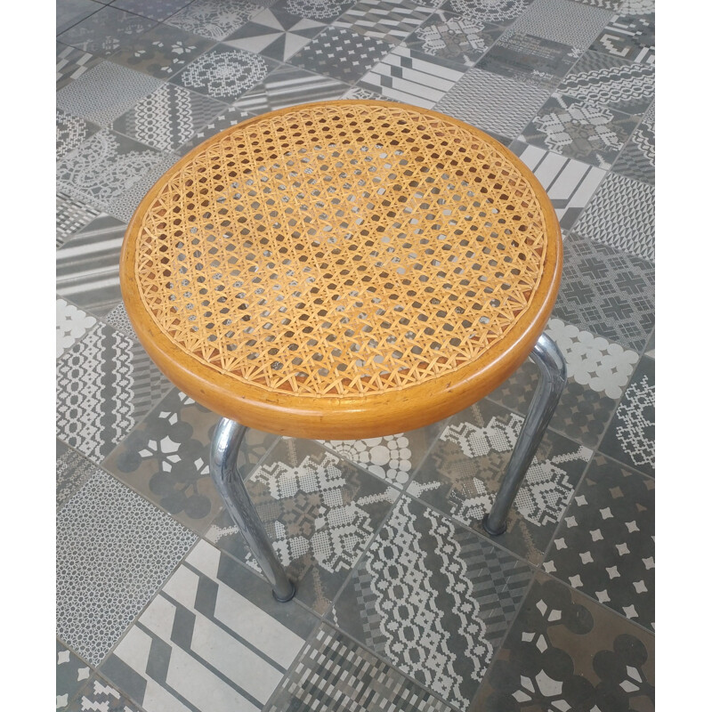 Vintage rattan stool Czechoslovakia 1930s