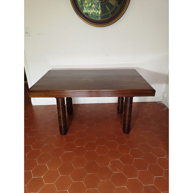 Vintage mahogany table Art deco by Francisque Chaleyssin 1930s