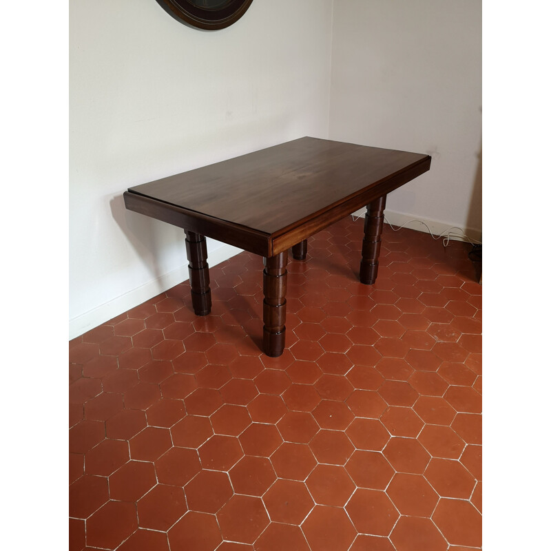 Table vintage en acajou Art deco de Francisque Chaleyssin 1930