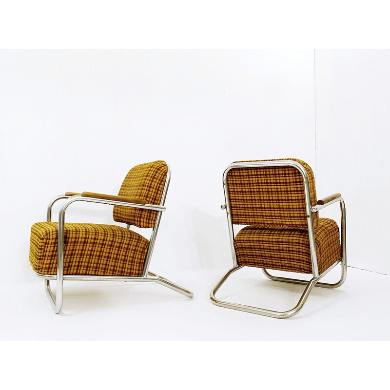 Paar vintage Bauhaus fauteuils van Hynek Gottwald 1930
