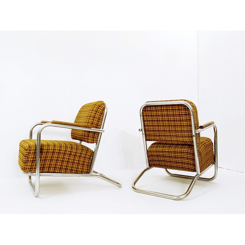 Pair of vintage Bauhaus armchairs by Hynek Gottwald 1930