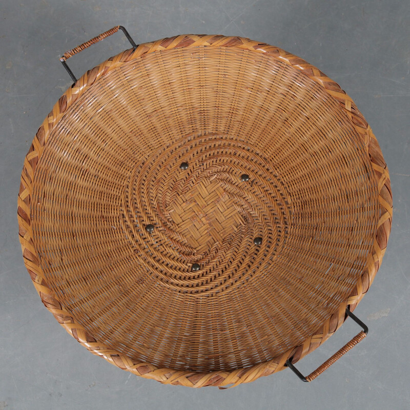 Vintage rattan magazine table, Netherlands 1950