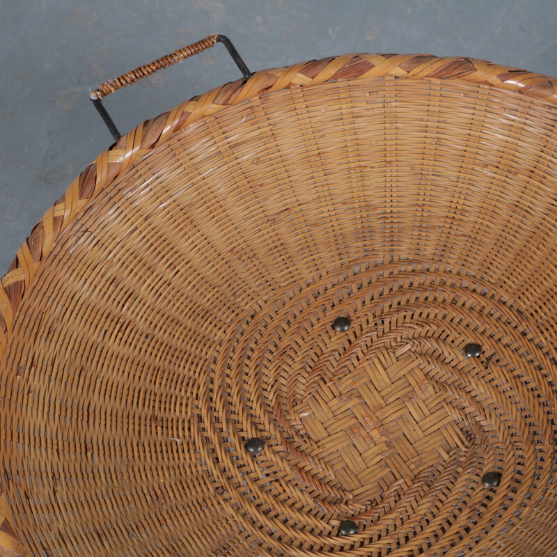 Vintage rattan magazine table, Netherlands 1950