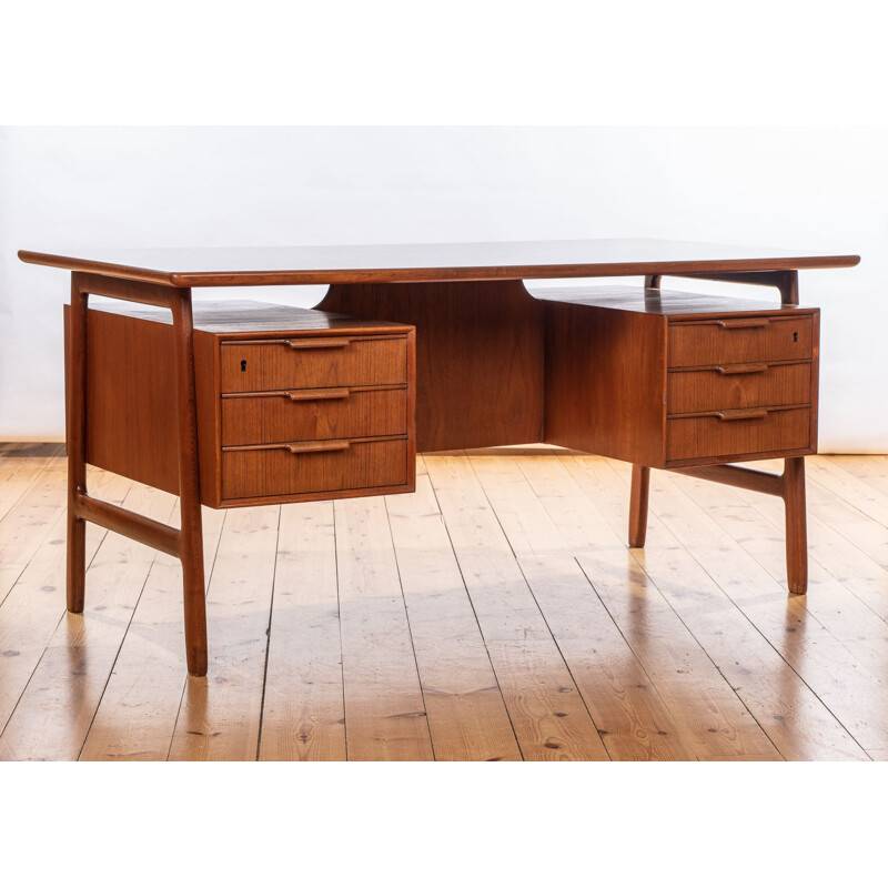 Vintage teak desk model 75 by Gunni Omann 1960