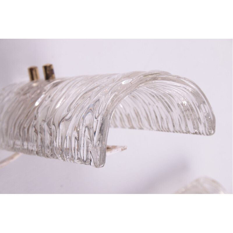 Pair of vintage glass wall lamps model 8493 by Carl Fagerlund for Orrefors, Sweden