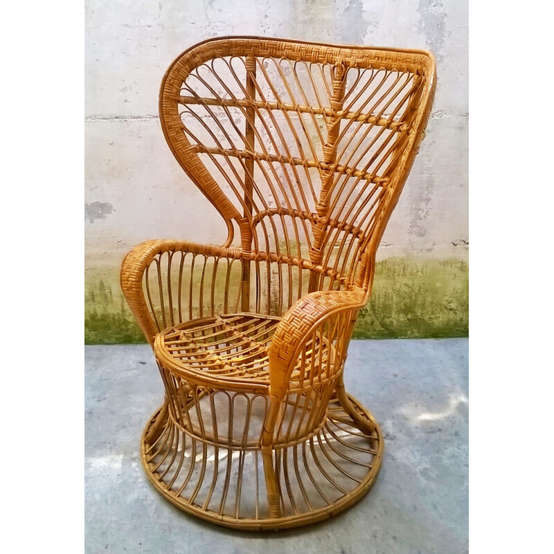 Fauteuil vintage en osier de Gio Ponti par Casa & Giardino, Italie 1950