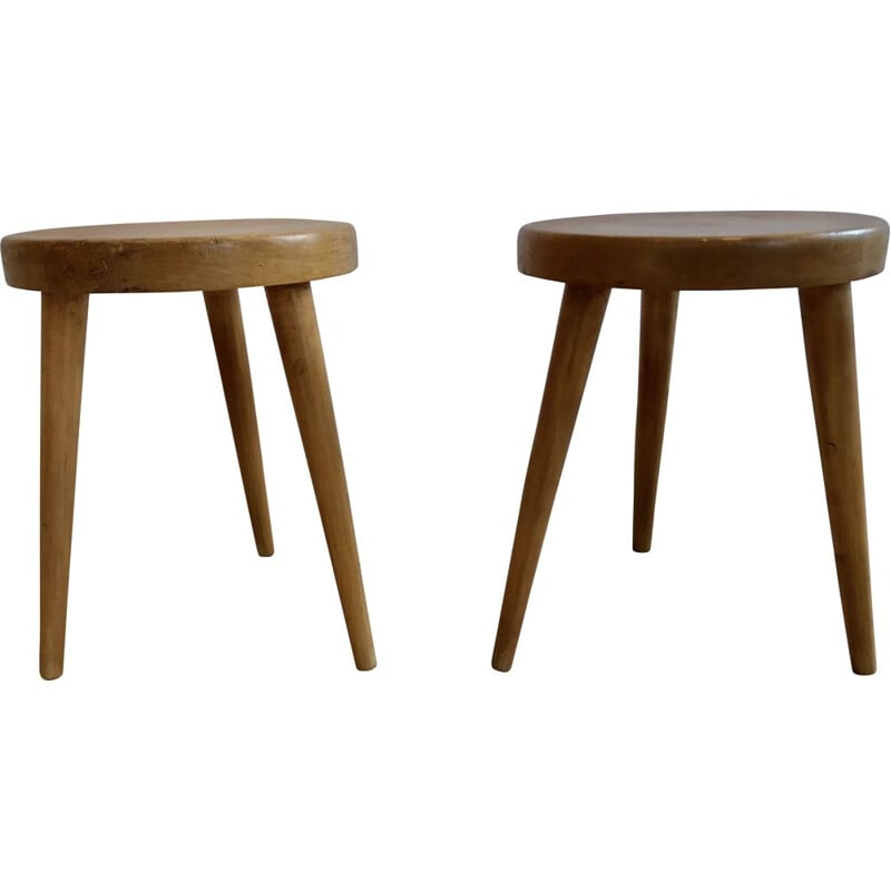 Set of 3 vintage stools circa by Charlotte Perriand 1950s