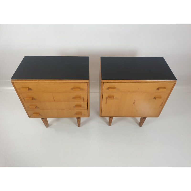 Pair of vintage night tables by Frantisek Mezulanik 1970