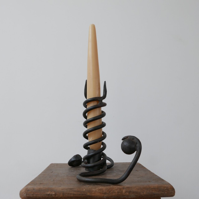 Vintage gut geformter Eisen-Kerzenhalter, England 1950