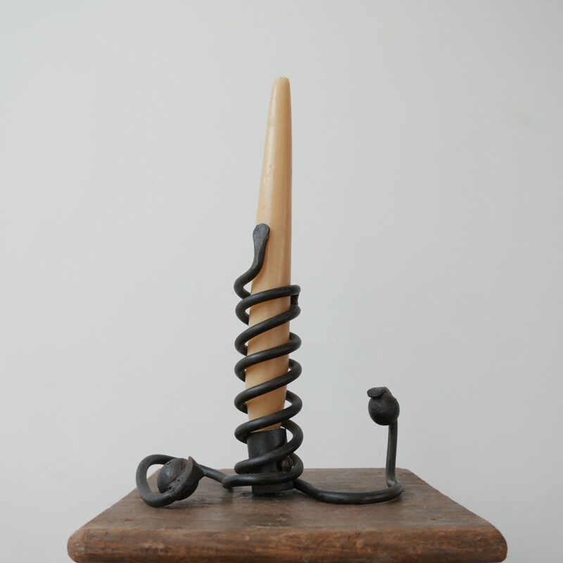 Vintage gut geformter Eisen-Kerzenhalter, England 1950