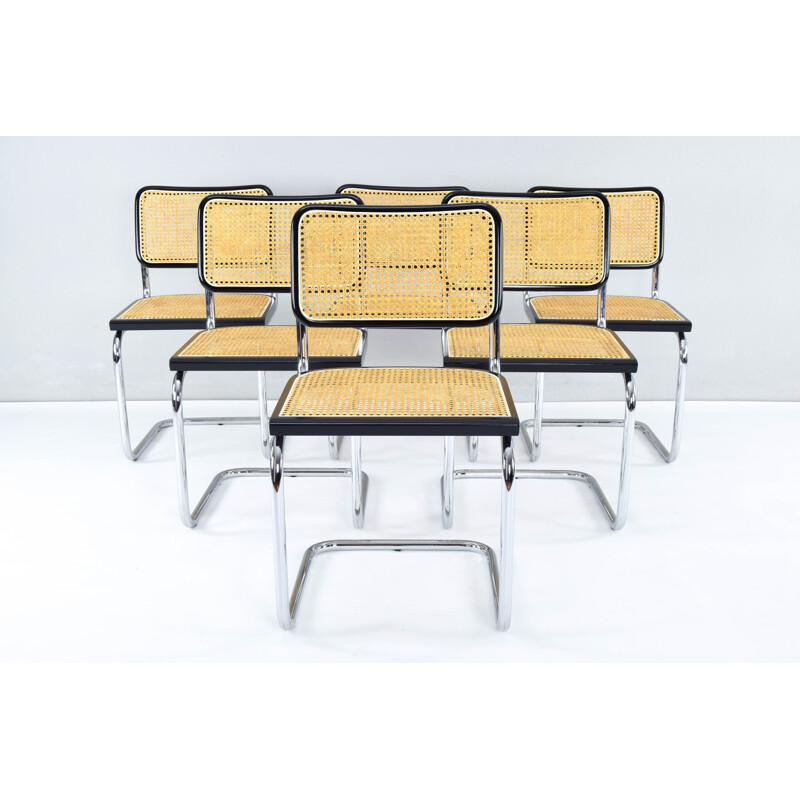 Set of 6 vintage Cesca B32 chairs by Marcel Breuer Italy 1970