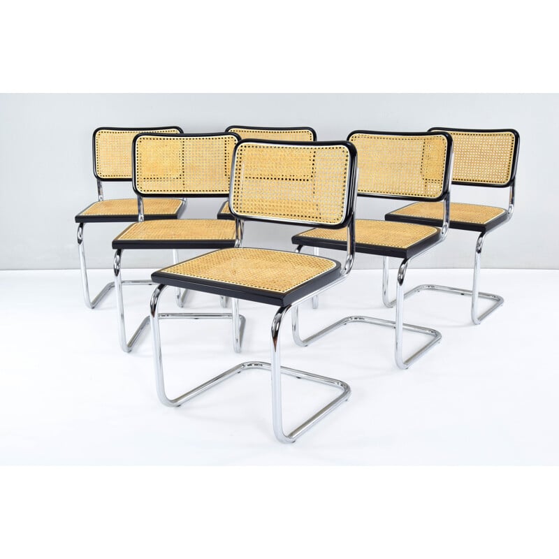 Set of 6 vintage Cesca B32 chairs by Marcel Breuer Italy 1970