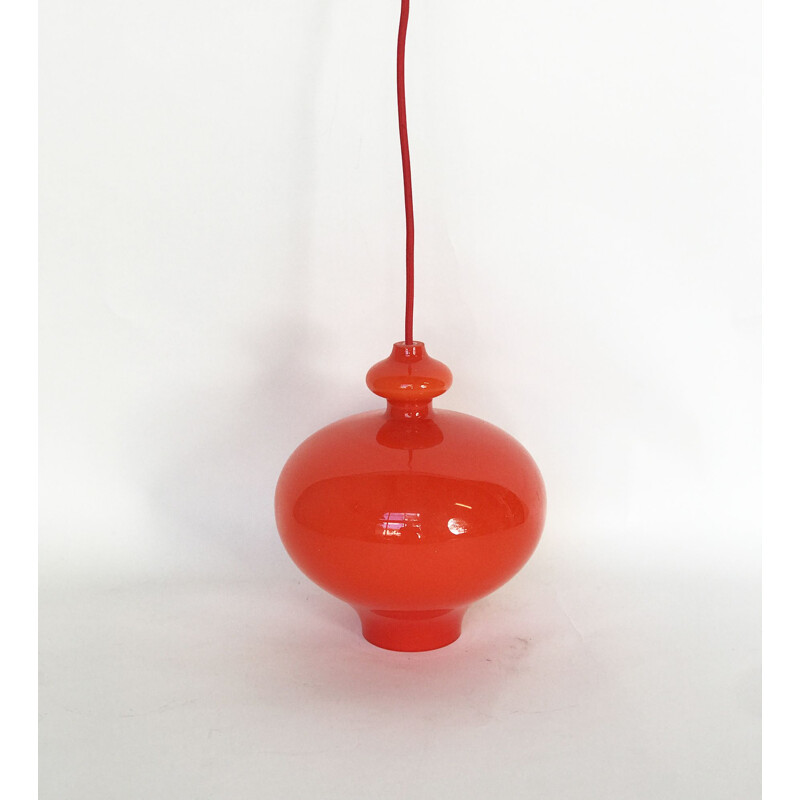 Vintage orange double glass suspension by Hans Agne Jakobsson for AB Markaryd