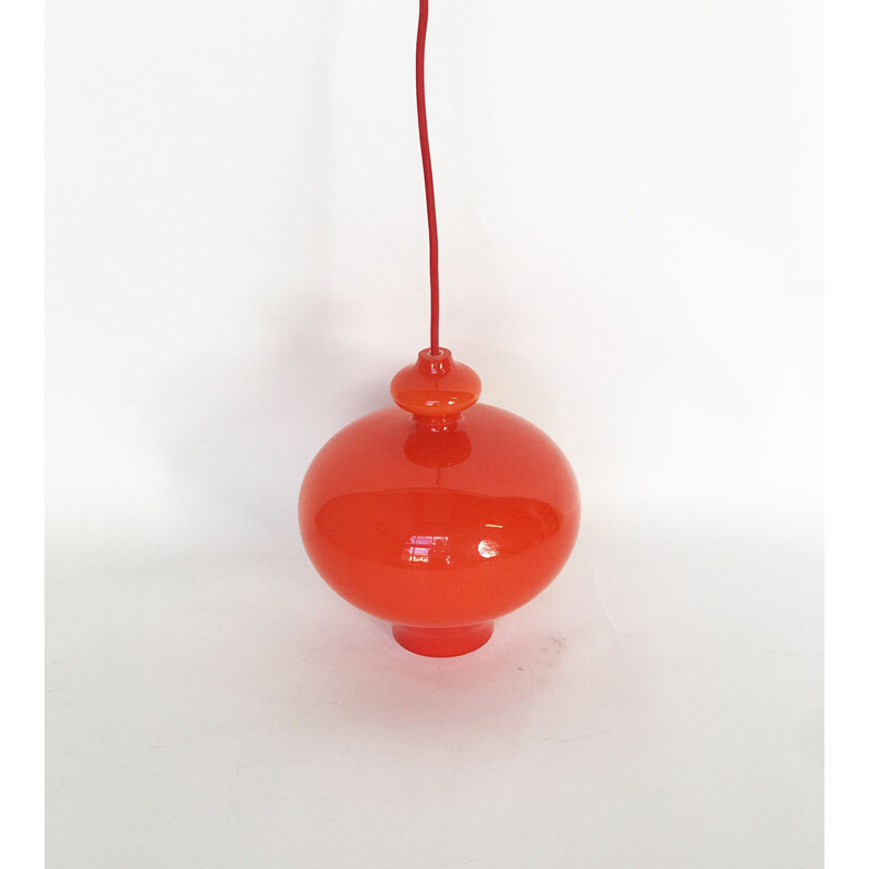 Vintage orange double glass suspension by Hans Agne Jakobsson for AB Markaryd