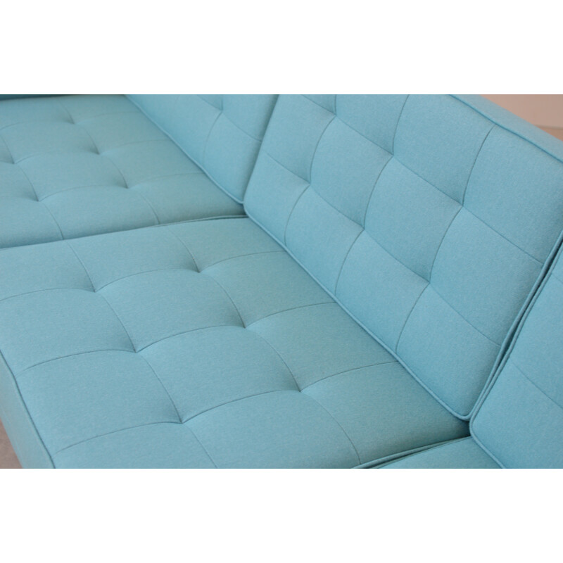 3-seater Knoll sofa in turquoise fabric, Florence KNOLL - 1969