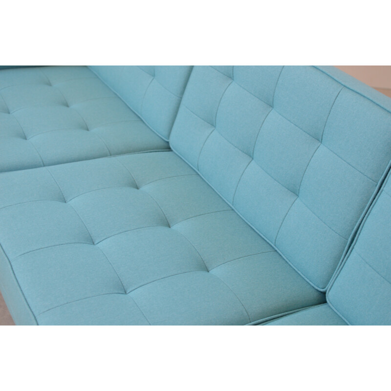 Canapé 3 places Knoll en tissu turquoise, Florence KNOLL - 1969