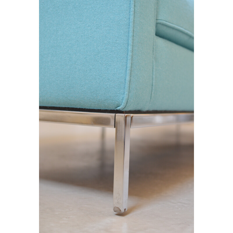 3-seater Knoll sofa in turquoise fabric, Florence KNOLL - 1969