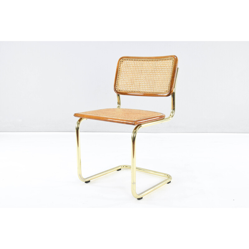 Set of 6 vintage Cesca B32 chairs in brass by Marcel Breuer Italy 1970s