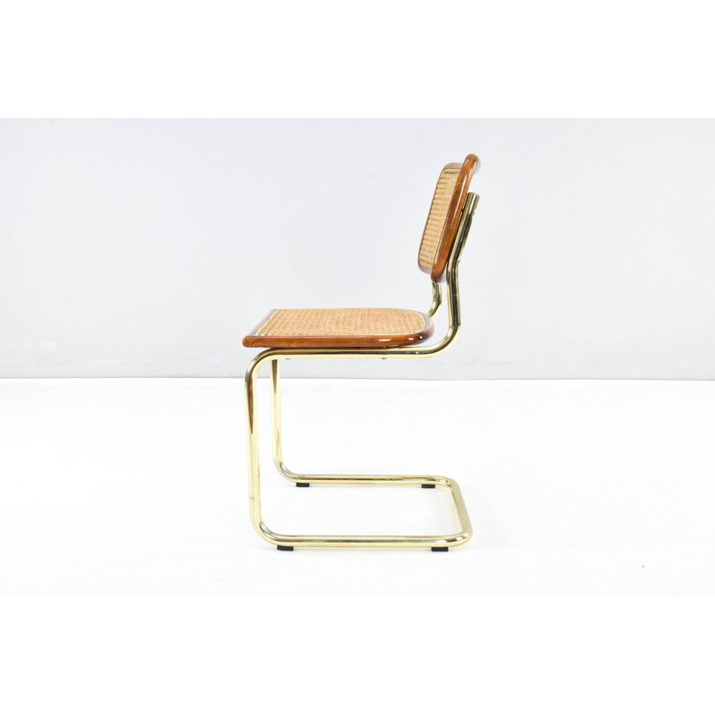 Set of 6 vintage Cesca B32 chairs in brass by Marcel Breuer Italy 1970s