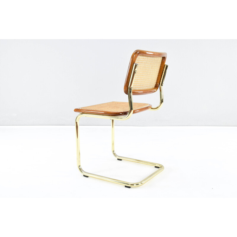 Set of 6 vintage Cesca B32 chairs in brass by Marcel Breuer Italy 1970s