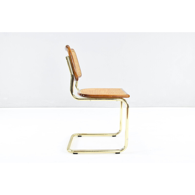 Set of 6 vintage Cesca B32 chairs in brass by Marcel Breuer Italy 1970s