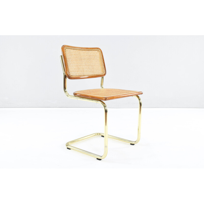 Set of 6 vintage Cesca B32 chairs in brass by Marcel Breuer Italy 1970s