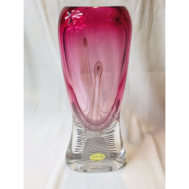 Vase vintage en cristal par Adam Jabłoński, Pologne