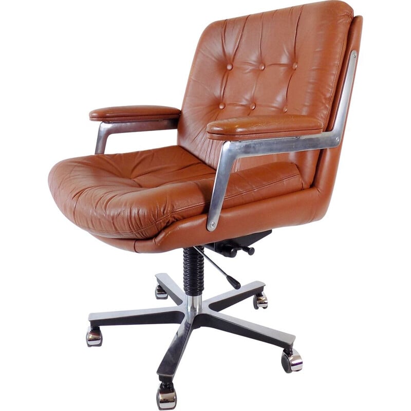Vintage leather office chair by Ring Mekanikk 1960s