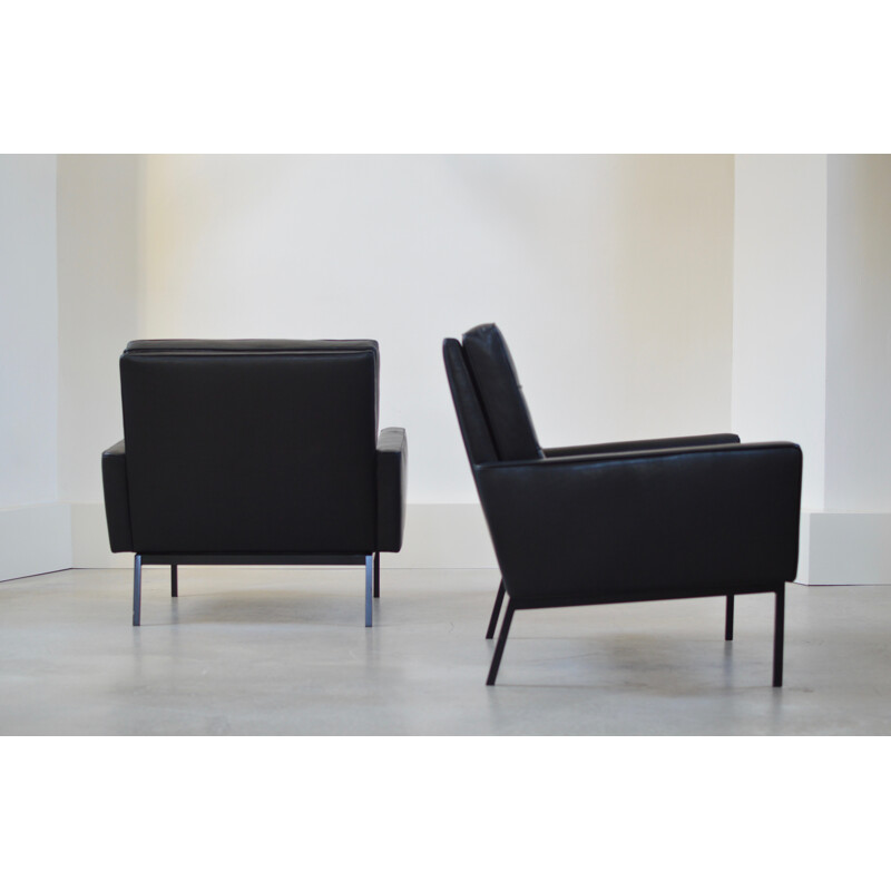 Paire de fauteuils Knoll en cuir noir, Florence KNOLL - 1958
