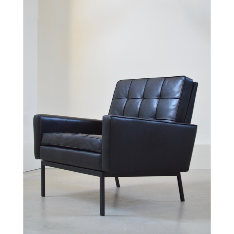 Paire de fauteuils Knoll en cuir noir, Florence KNOLL - 1958