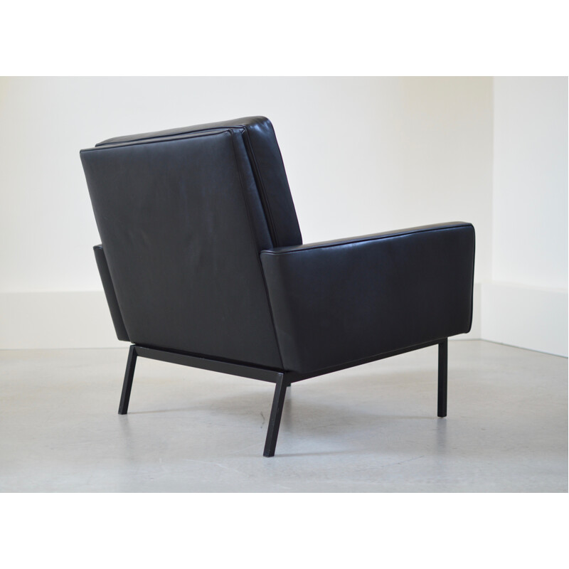 Knoll pair of armchairs in black leather, Florence KNOLL - 1958