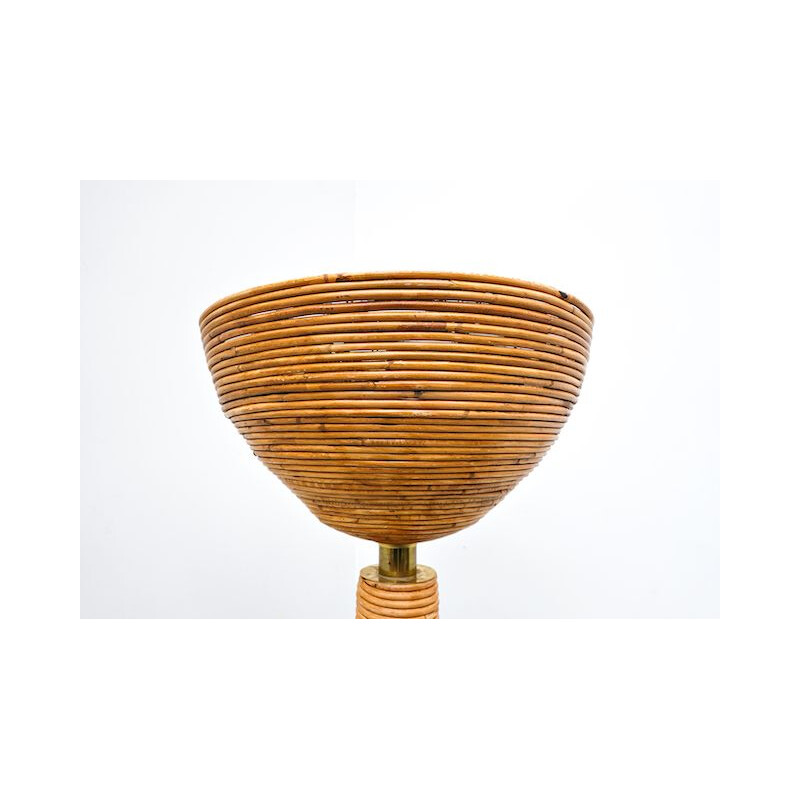 Moderne braune Vintage-Rattan-Stehlampe Italien