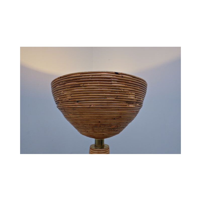 Lampada da terra moderna in rattan marrone Italia