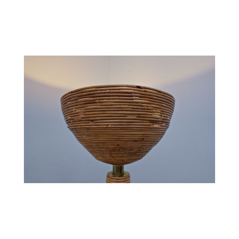 Moderne braune Vintage-Rattan-Stehlampe Italien
