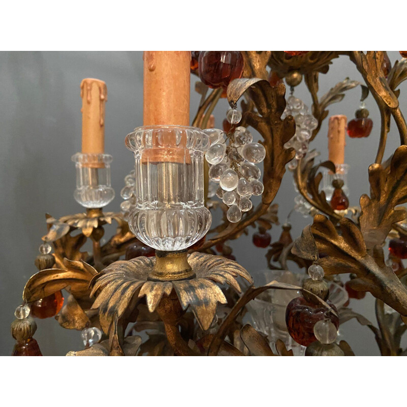 Grande candelabro de Murano vintage em forma de fruta