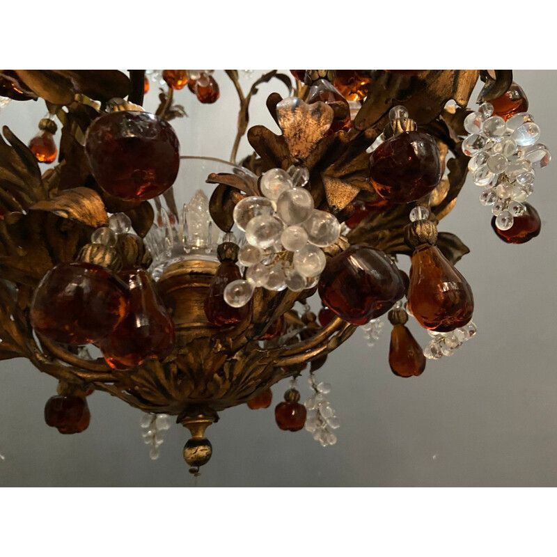 Grande candelabro de Murano vintage em forma de fruta