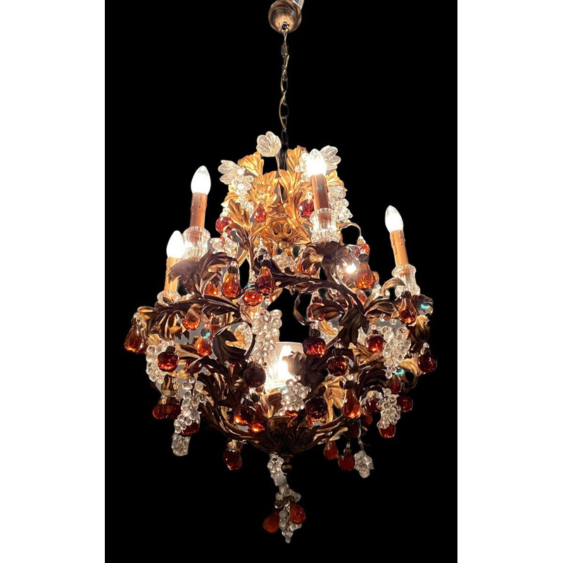 Grande candelabro de Murano vintage em forma de fruta