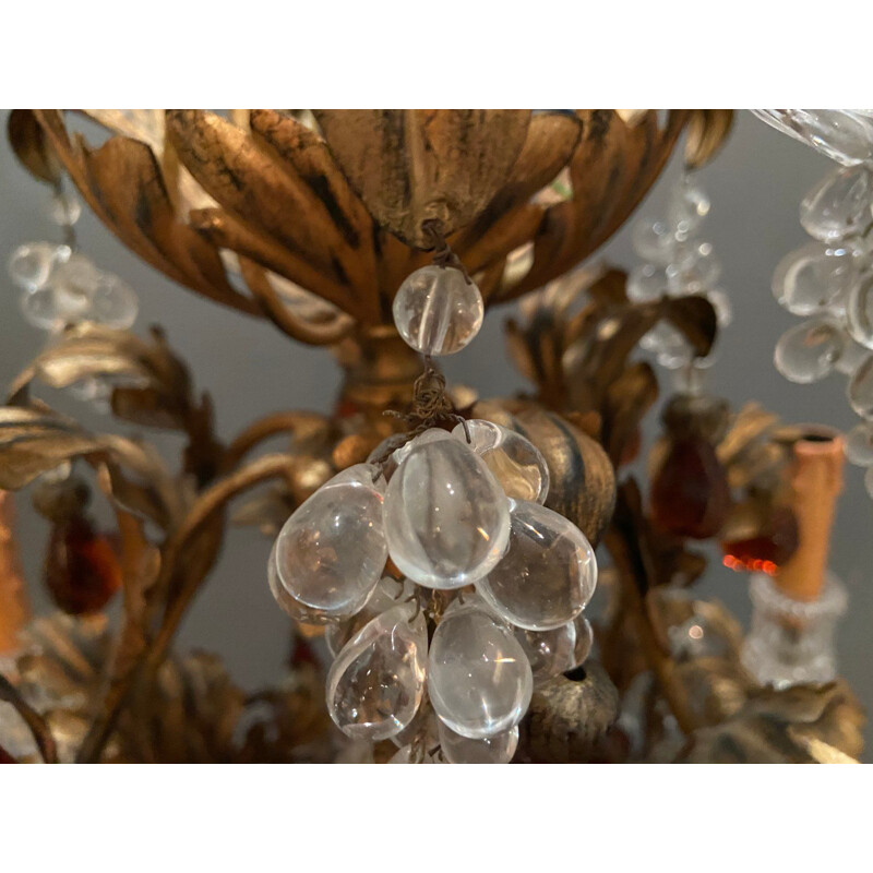 Grande candelabro de Murano vintage em forma de fruta
