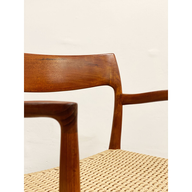 Pair of vintage teak chairs model 57 by Niels O. Møller for J.L. Moller Denmark 1950s