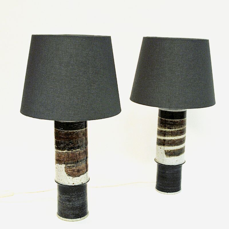Paire de lampes de table vintage en grès par Inger Persson pour Rörstrand Suède 1960